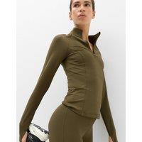 Goodmove Essential Half Zip Fitted Running Top Dark Khaki