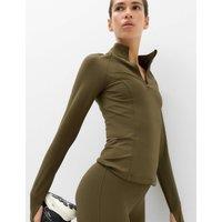 Goodmove Essential Half Zip Fitted Running Top Dark Khaki