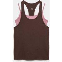 Goodmove Modal Rich Lightweight 2-in-1 Double Layer Vest Top Chocolate Mix