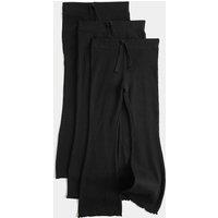 M&S 3 Pack Cotton Rich Ribbed Kickflare Leggings (2-8 Yrs) Black