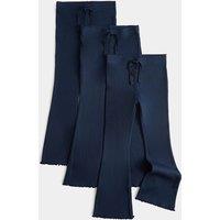 M&S 3 Pack Cotton Rich Ribbed Kickflare Leggings (2-8 Yrs) Navy