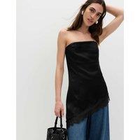 M&S Asymmetric Lace Hem Bandeau Top Black