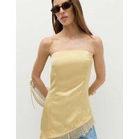 M&S Asymmetric Lace Hem Bandeau Top Citrus