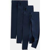 M&S 3 Pack Cotton Rich Ribbed Leggings (2-8 Yrs) Navy