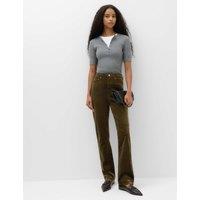 M&S Cord Straight Leg Trousers Dark Khaki