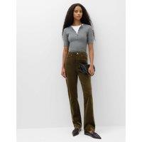 M&S Cord Straight Leg Trousers Dark Khaki