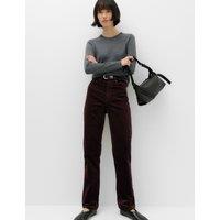 M&S Cord Straight Leg Trousers Claret