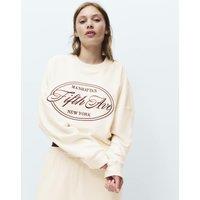 M&S Cotton Rich Embroidered Loopback Sweatshirt Cream