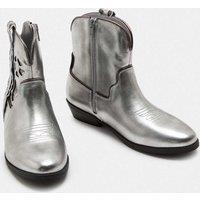 M&S Kids' Floral Western Ankle Boots (4 Small-6 Large) Silver Mix