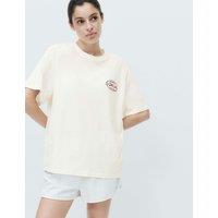 M&S Pure Cotton Embroidered Slogan Pyjama Top Cream
