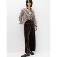 M&S Cord Pintuck Wide Leg Trousers Chocolate