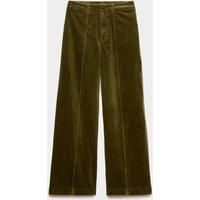 M&S Cord Pintuck Wide Leg Trousers Khaki