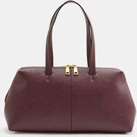 M&S Double Zip Grab Bowler Bag Burgundy