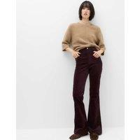 M&S High Waisted Flared Corduroy Trousers Dark Claret