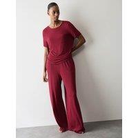 Autograph Modal Rich Wide Leg Pyjama Bottoms Dark Claret