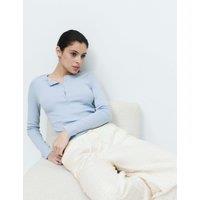 M&S Cotton Rich Polka Dot Henley Pyjama Set Blue Mix