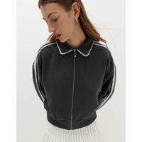 M&S Cotton Rich Zip Track Jacket Black