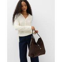 M&S Long Sleeve Side Tie Polo Top with Cotton Soft White