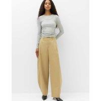 M&S Pure Cotton Cargo Barrel Leg Trousers Sandstone