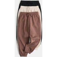M&S 3 Pack Cotton Rich Joggers (2-8 Yrs) Neutral