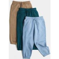 M&S 3 Pack Cotton Rich Joggers (2-8 Yrs) Green Mix