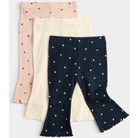 M&S 3 Pack Cotton Rich Jersey Heart Leggings (0-5 Yrs) Multi