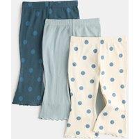 M&S 3 Pack Cotton Rich Spotty Kickflare Leggings (0-5 Yrs) Multi