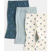 M&S 3 Pack Cotton Rich Spotty Kickflare Leggings (0-5 Yrs) Multi