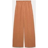M&S Lyocell Rich Elasticated Waist Wide Leg Trousers Rust
