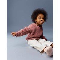 M&S Pure Cotton Knitted Jumper (0-5 Yrs) Pink