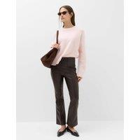 M&S Faux Leather High Waisted Ankle Grazer Trousers Chocolate