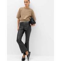 M&S Faux Leather High Waisted Ankle Grazer Trousers Black