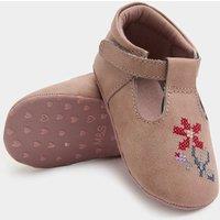 M&S Baby Embroidered Flower Ballet Pram Shoes (0-18 Mths) Pink