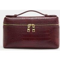 M&S Croc Effect Vanity Cross Body Bag Burgundy