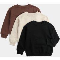 M&S 3 Pack Cotton Rich Sweatshirts (2-8 Yrs) Neutral