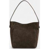 M&S Suede Top Handle Bucket Bag Grey