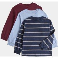 M&S 3 Pack Pure Cotton Tops (2-8 Yrs) Navy Mix