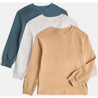 M&S 3 Pack Pure Cotton Tops (2-8 Yrs) Green Mix