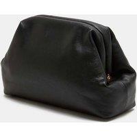 M&S Leather Frame Clutch Bag Black