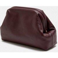 M&S Leather Frame Clutch Bag Burgundy