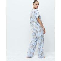M&S Pure Cotton Printed Short Sleeve Pyjama Set Blue Mix
