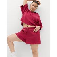 Goodmove Sand Wash High Waisted Relaxed Shorts Raspberry