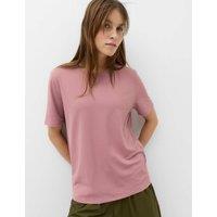 Goodmove Round Neck Mesh Relaxed T-shirt Tea Rose