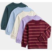M&S 5 Pack Pure Cotton Tops (2-8 Yrs) Multi