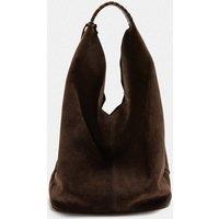 Per Una Suede Slouch Braided Handle Shoulder Bag Chocolate