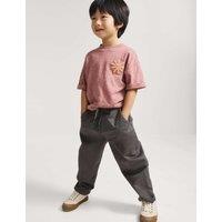 M&S Cotton Rich Pull On Cargo Trousers (2-8 Yrs) Carbon