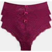 M&S 3 Pack Jasmine All Over Lace Hipster Knickers Dark Raspberry