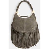Per Una Suede Fringe Detail Shoulder Bag Khaki