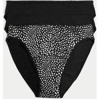 M&S 3 Pack Cotton Rich Period High Leg Knickers White Mix