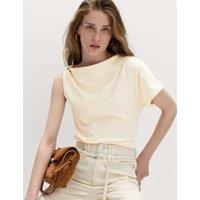 M&S Pure Cotton One Shoulder Drape Top White